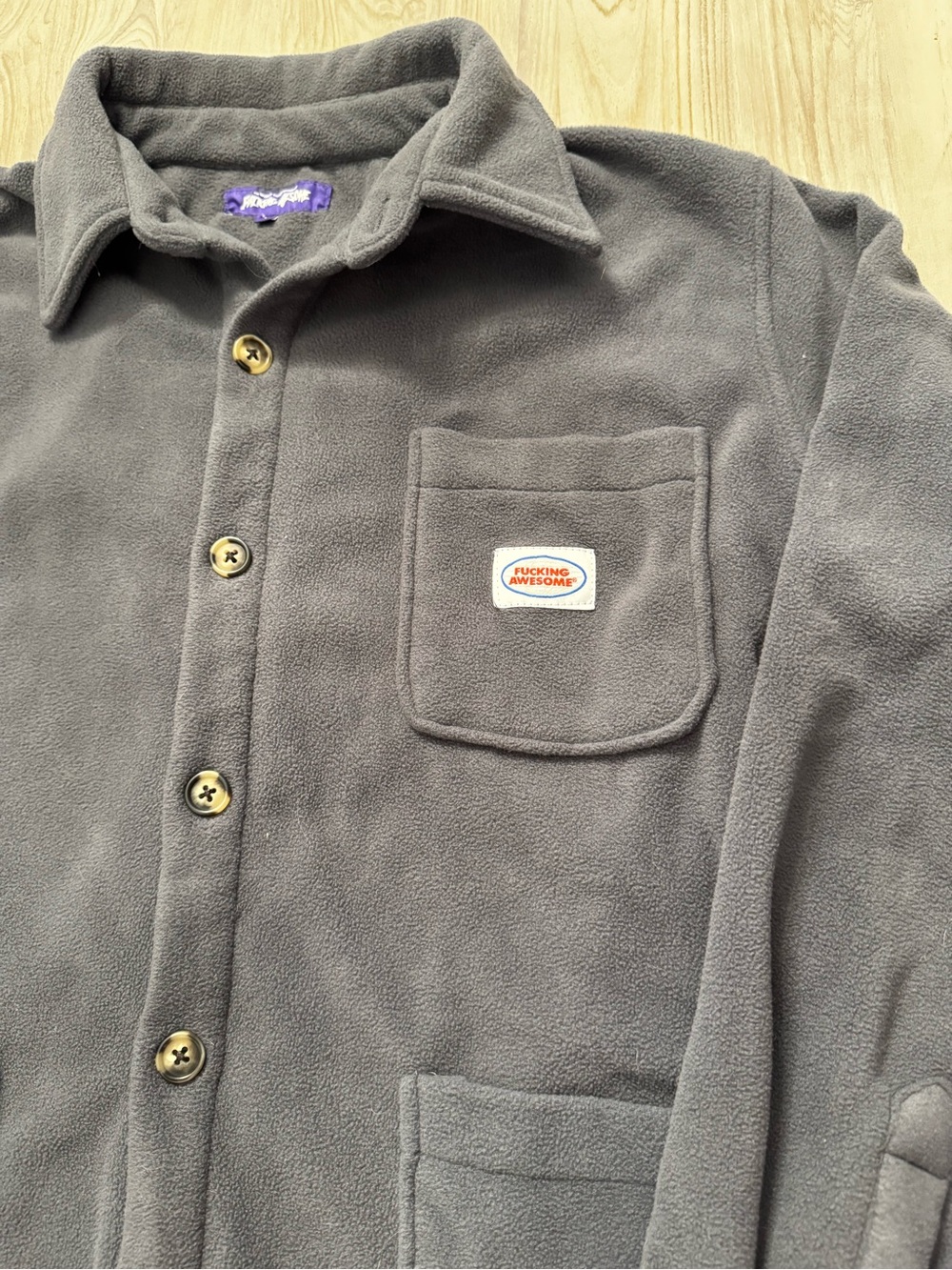 FA Men's Gray Fleece Shirt Jacket with Chest Patch